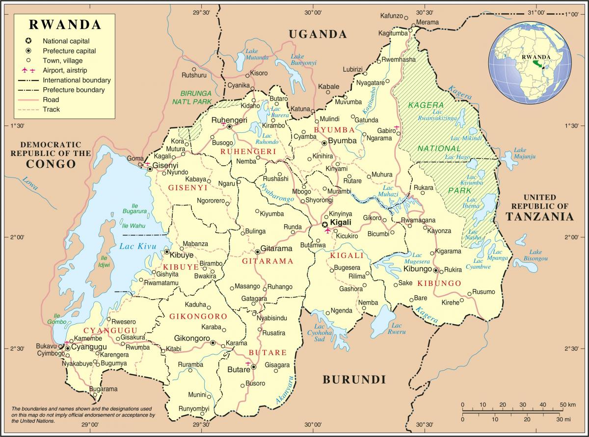 carte de la carte administrative du Rwanda