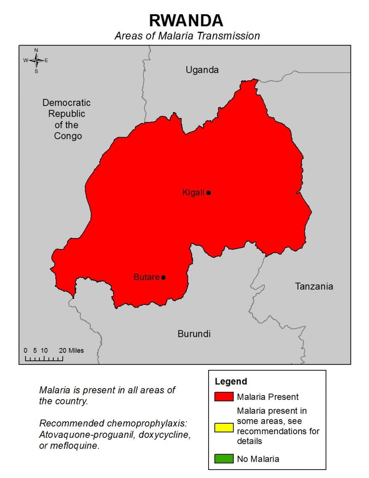 carte du Rwanda paludisme