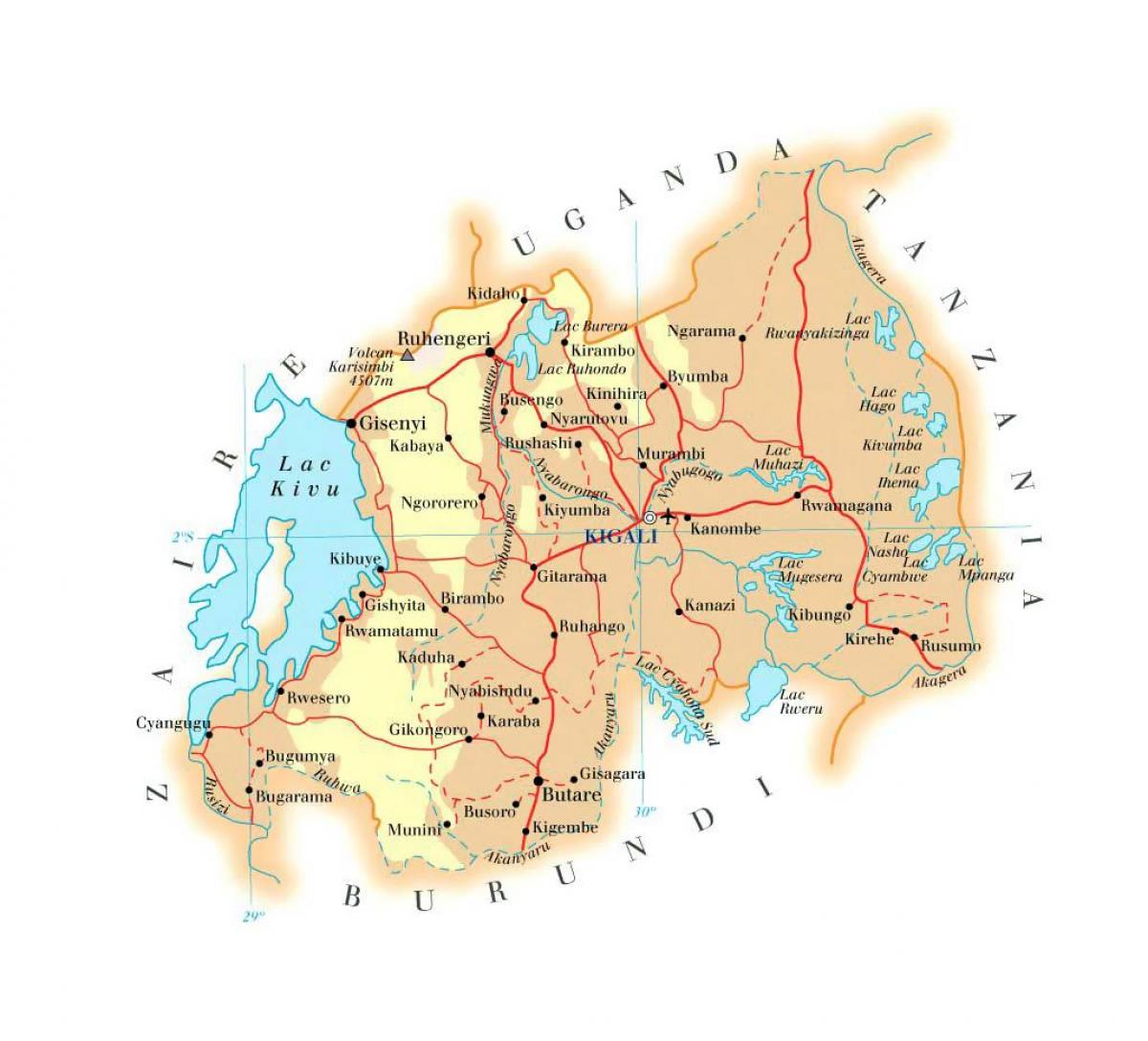 carte du Rwanda route