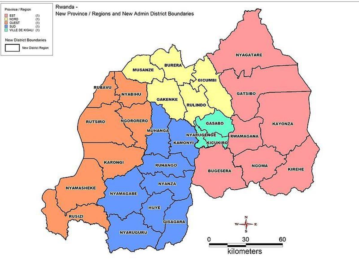 carte du Rwanda secteurs
