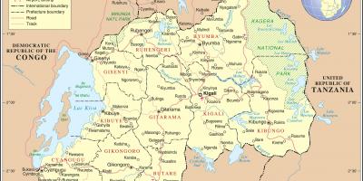 Carte de la carte administrative du Rwanda