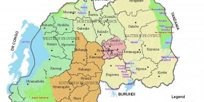 Carte du Rwanda avec les districts et les secteurs