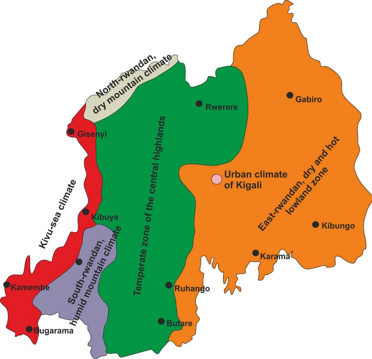 carte du Rwanda climat