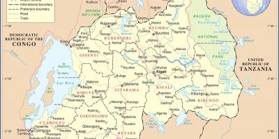 Carte de carte du Rwanda dans les pays environnants
